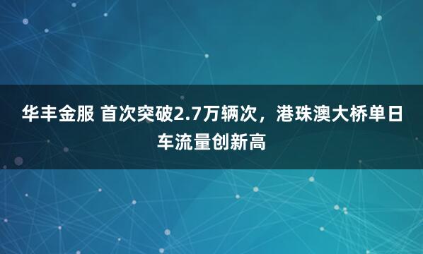 华丰金服 首次突破2.7万辆次，港珠澳大桥单日车流量创新高